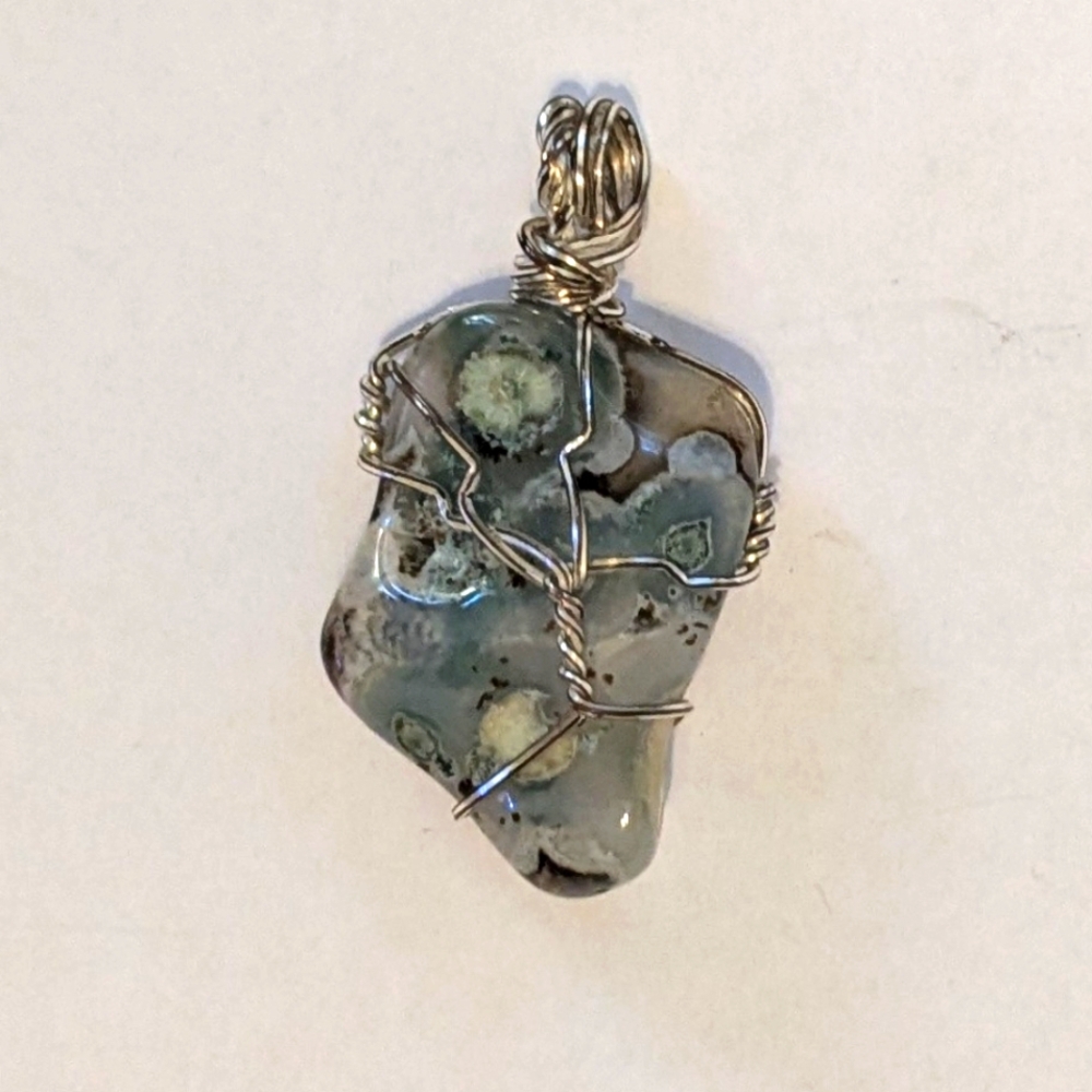 Jasper? Gemstone Silver Wire Wrapped Pendant